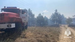 Пламя на горе Куцай в Петровском округе тушат восемь расчётов пожарных